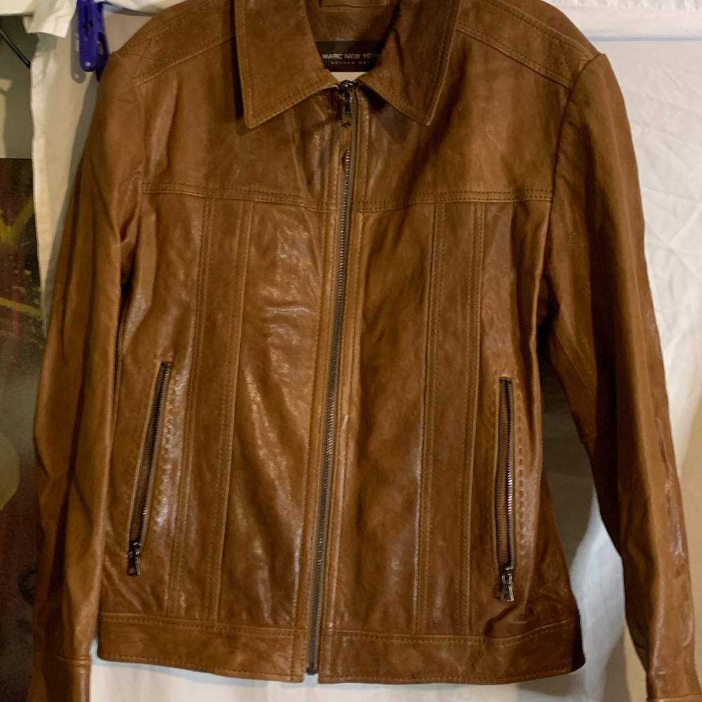 Andrew Marc Medium Brown Calfskin Leather Coat